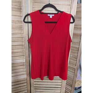 Dana Buchman Women's M Sleeveless Red V Neck  Blouse